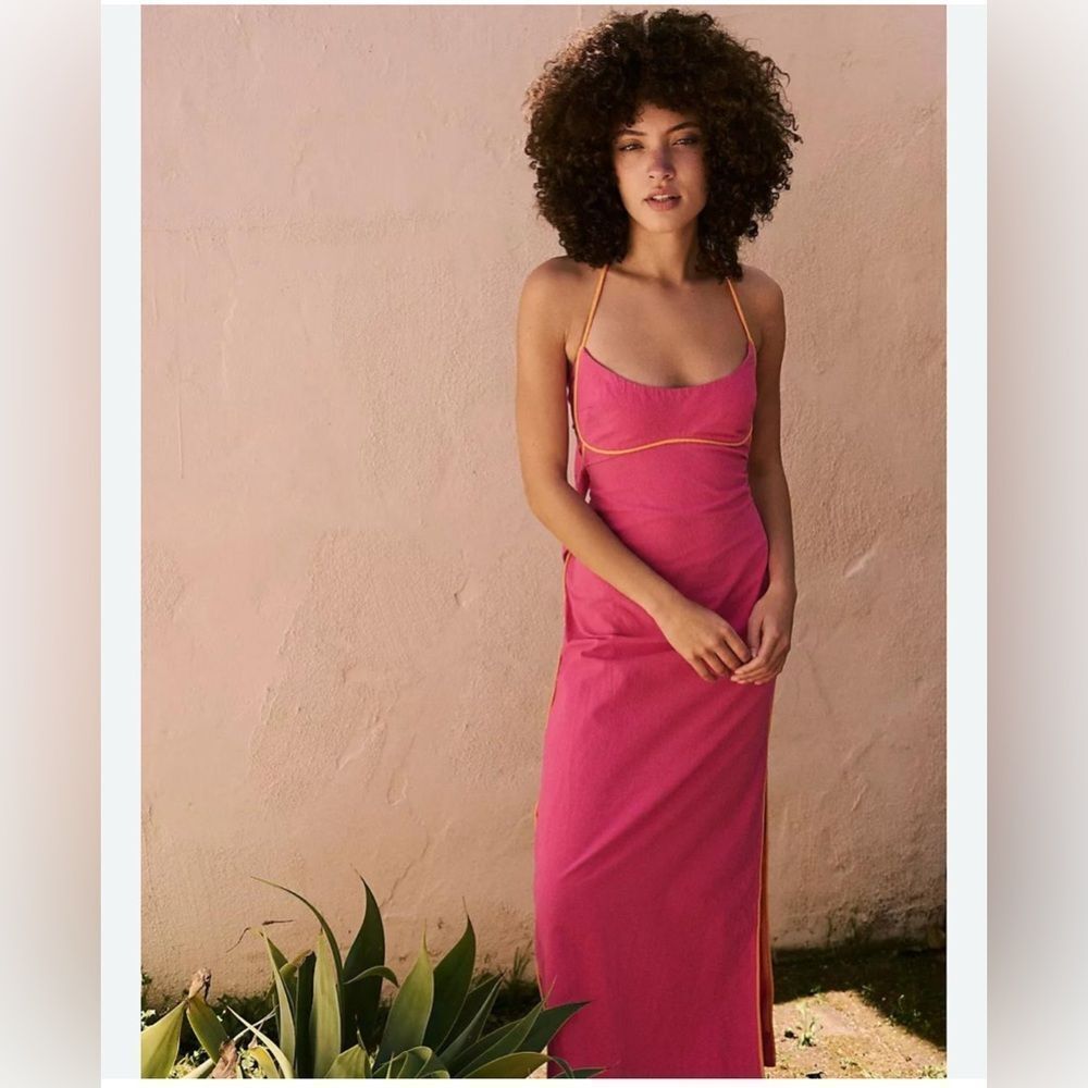 Free people women’s small summer in Capri midi dress  open back halter